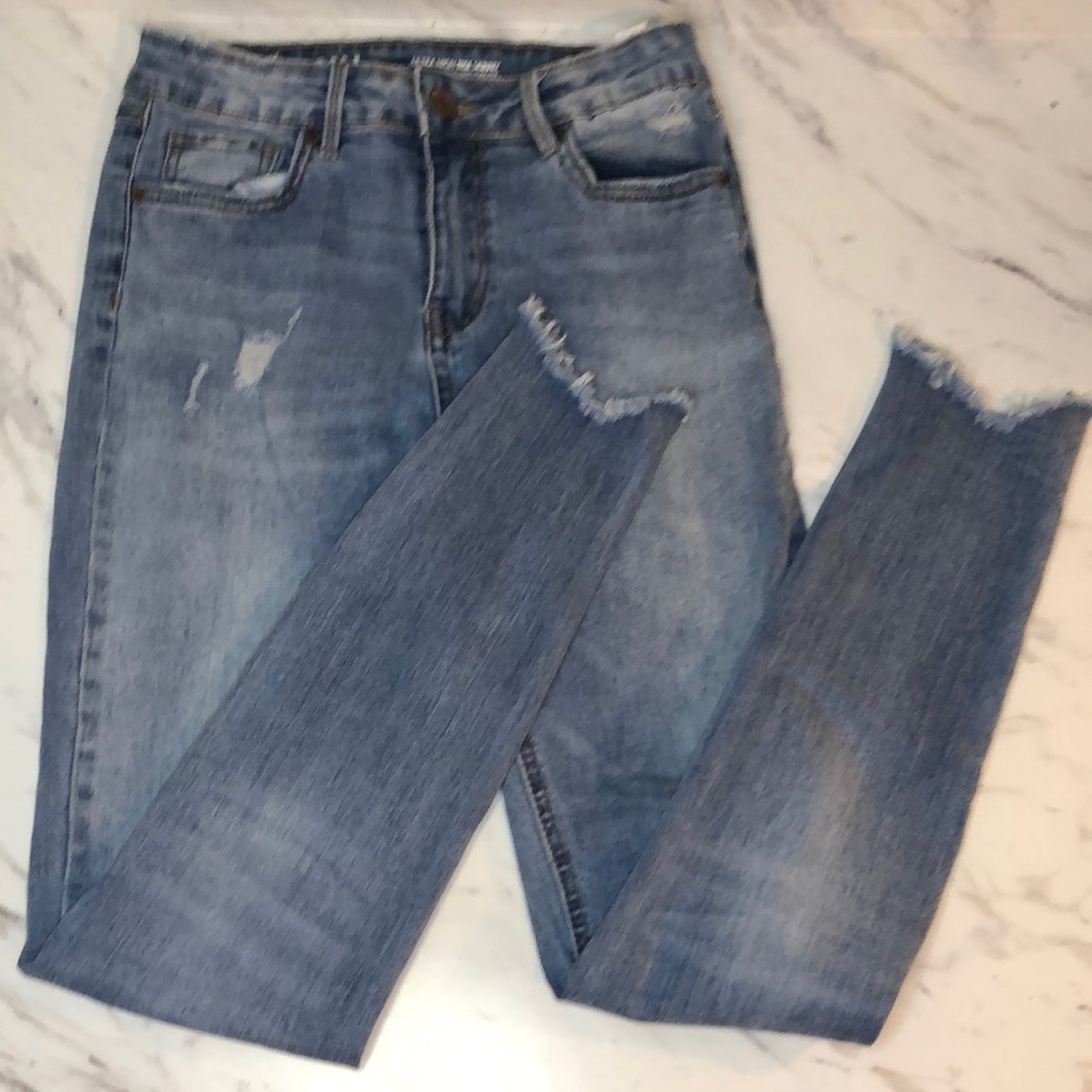 #7 CALI Ultra High Rise Skinny Denim Jeggings - (Blue)